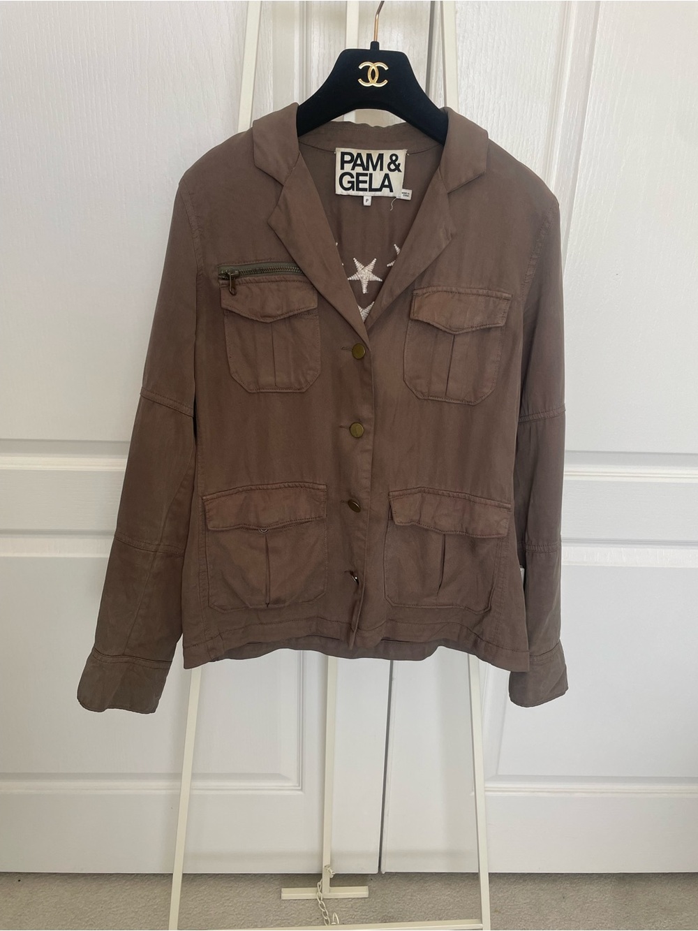 Pam & Gela army green Utility Jacket with Flap Pockets